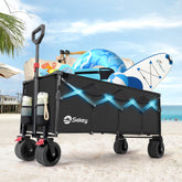 Sekey Faltbarer Bollerwagen 400 L, Extra Lang (110 cm), 200 kg Tragkraft, Schwerlast Transportwagen mit Geländerädern & Getränkehalter – Für Strand, Camping & Garten Sekey