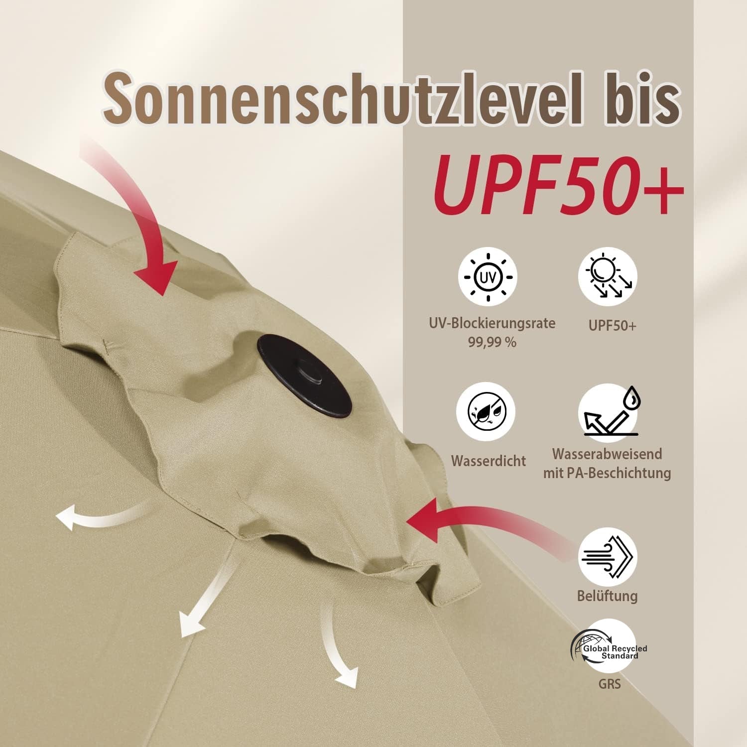 Sekey Sonnenschirm 400 x 220 cm Doppel Sonnenschirm mit Ständer Doppelsonnenschirm Garten Sekey