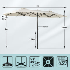 Sonnenschirm 400 x 220 cm Doppel Sonnenschirm mit Ständer Doppelsonnenschirm Garten