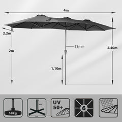 Sonnenschirm 400 x 220 cm Doppel Sonnenschirm mit Ständer Doppelsonnenschirm Garten
