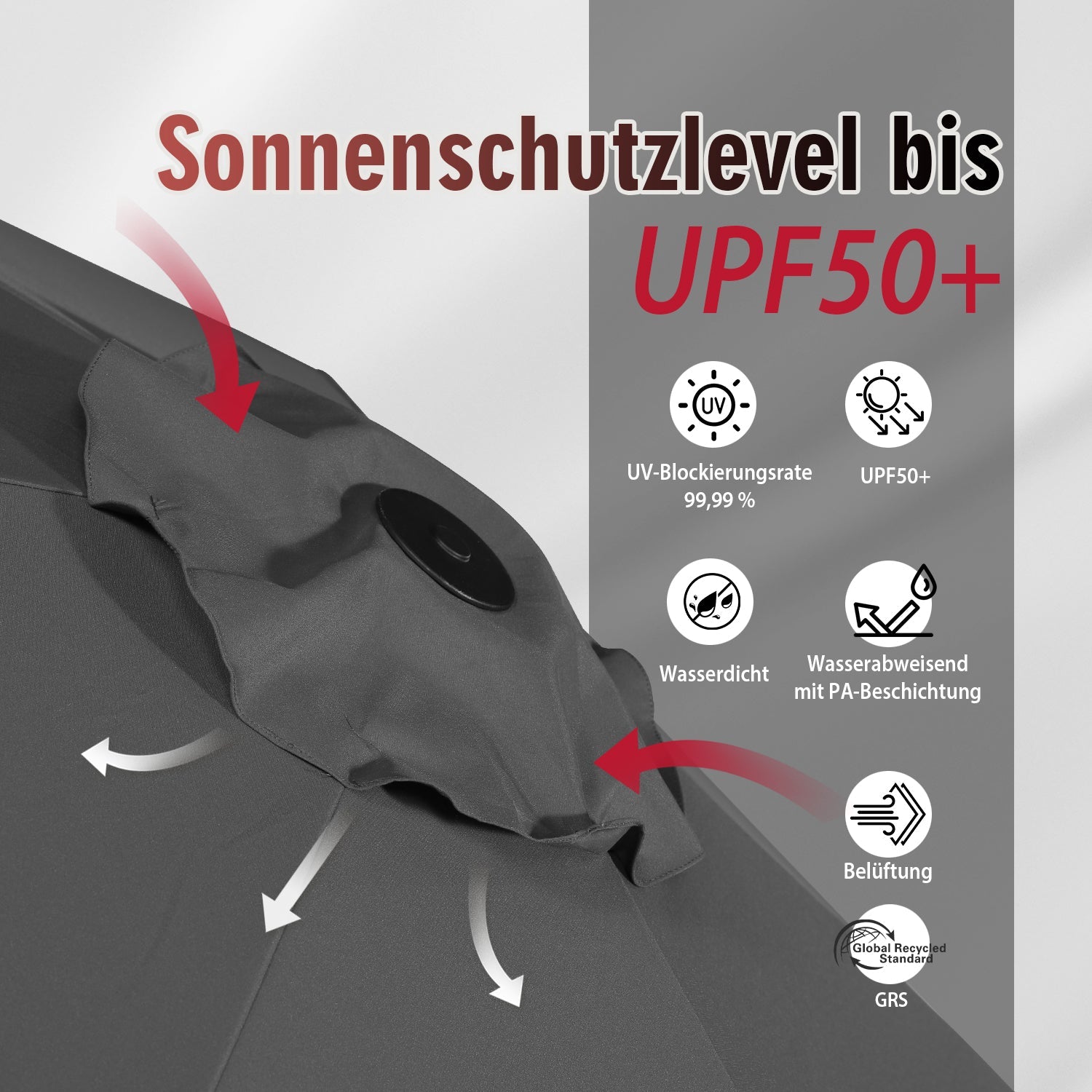 Sekey Sonnenschirm 400 x 220 cm Doppel Sonnenschirm mit Ständer Doppelsonnenschirm Garten Sekey