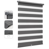 Sekey Schnurloses Doppelrollo Klemmfix - Grau - Duo Rollo ohne Bohren für Fenster & Türen Sekey