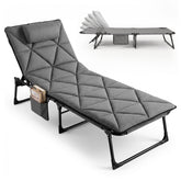 Sekey Campingliege klappbar mit Matratze & Kopfkissen, 6-fach verstellbare Rückenlehne, Feldbett bis 150 kg, Gartenliege, Sonnenliege & Gästebett 190 × 68 cm
