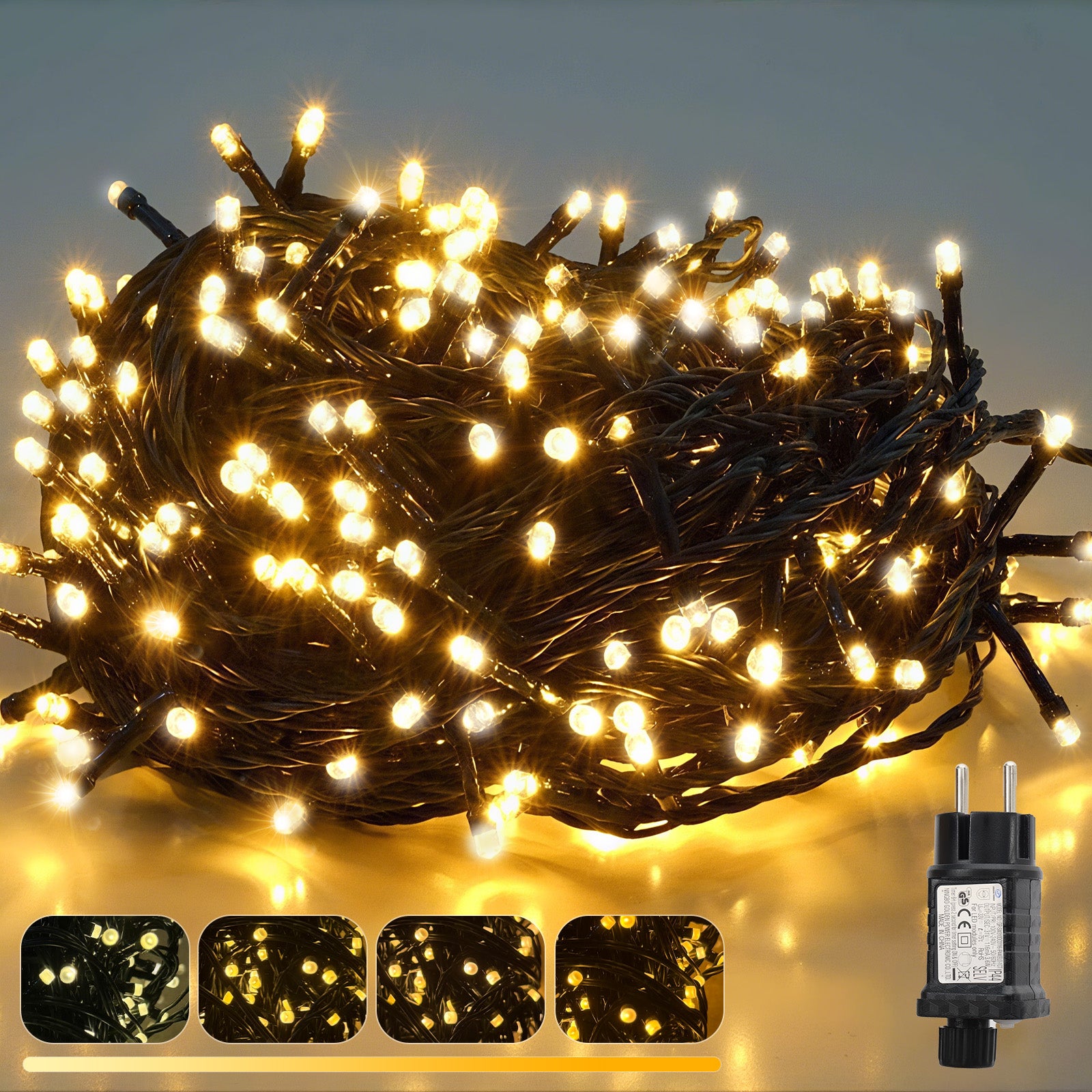 Salcar LED Lichterkette Außen – 10m/15m/20m, 150–300 LEDs, – sekeymall