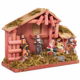 Salcar Weihnachtskrippe aus Holz mit Figuren – 20 LEDs, Batteriebetrieben, 23,5 cm Weihnachtsdeko