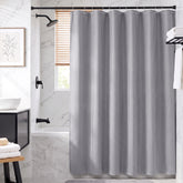Sekey Grau Duschvorhang 180 × 200 cm, Textil Badewannenvorhang mit Waffelstruktur, Wasserabweisend & Waschbar, 100 % Polyester, mit Beschwerungsband & 12 Edelstahlringen