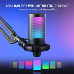 FIFINE USB condenser microphone with arm and mute button