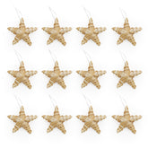 Salcar 12er Set Strohsterne zum Hängen – Handgefertigte natürliche Fünfzackige Sterne aus Stroh, nachhaltiger Christbaumschmuck für Weihnachtsbaum & Adventsdeko
