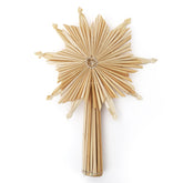 Salcar Christbaumstern aus Stroh 25,5 cm Schneeflocke – Handgefertigter natürlicher Baumspitzenstern, nachhaltiger Strohstern für Weihnachtsbaum Deko im skandinavischen Stil