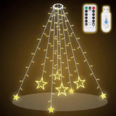 Salcar 2 m LED Lichterkette mit Ring Sterne für Weihnachtsbaum, 188 LEDs, mit Fernbedienung Sekey