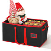Salcar Schwarze Aufbewahrungsbox für 128 Weihnachtskugeln – Faltbare Christbaumkugel-Box 64,8×32,3×34,2 cm mit 128 Fächern, Tragegriffen & Doppelreißverschluss