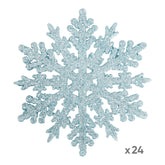Salcar 24 Stück Schneeflocken Weihnachtsdeko Blau – Glitter Schneeflocken Anhänger Ø10cm, Wiederverwendbarer Weihnachtsbaumschmuck für Winter & Festtage Salcar