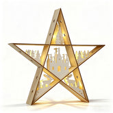 Salcar LED Stern aus Holz 30 cm – Warmweiß leuchtende Weihnachtsdeko Tischlampe, Batteriebetrieben, Winter- & Adventsdekoration für Tisch & Fenster