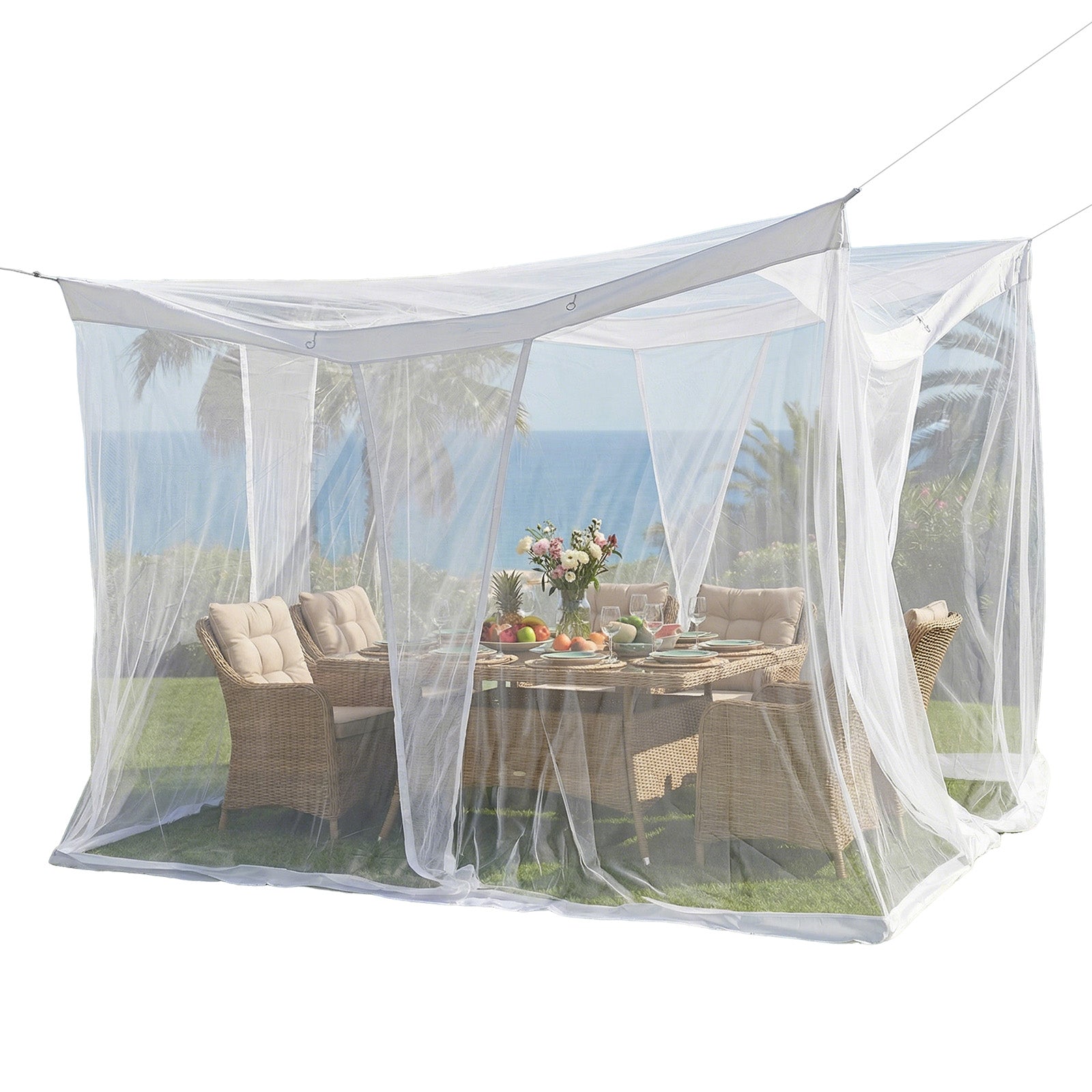 Sekey Moskitonetz Pavillon 3,5×2,5×2,5 m – Großes Fliegennetz für Perg