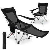 Sunula Klappbarer Campingstuhl, Liegestuhl 2-in-1, Belastbar bis 100 kg, Abnehmbare Fußablage, Getränkehalter, Tragetasche, Leicht, Verstellbare Rückenlehne, Für Angeln, Strand, Camping, Garten, Outdoor Sekey
