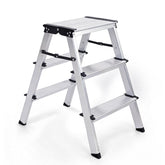 Sekey Trittleiter 3 Stufen aus Aluminium – Beidseitig Begehbar, Rutschfest, TÜV & SGS geprüft, bis 150 kg belastba