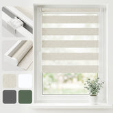 Salcar Doppelrollo Klemmfix Leinenoptik Beige – Duo Rollo ohne Bohren für Fenster, Zebra Rollo mit natürlicher Leinenstruktur und Sichtschutz