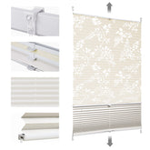 Sekey Plissee Day+Night ohne Bohren, 100% Verdunkelung, mit Muster,in Beige