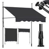 Sekey Klemmmarkise ohne Bohren in 150–350 cm Breite, 130 cm Ausfall, 0–90° verstellbar, wasserdicht & UV-Schutz (UPF 50+), Balkon Markise mit Handkurbel für Balkon, Terrasse & Garten, Anthrazit