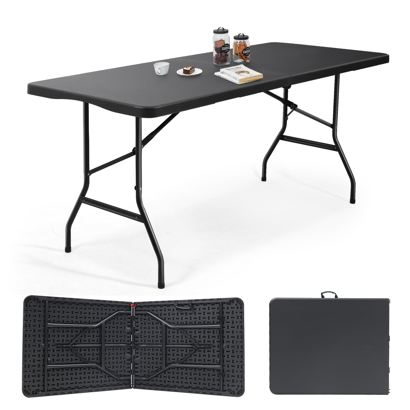 campingtisch kunststoff Sekey Klapptisch 152x70x74 cm – Robuster Buffettisch aus Kunststoff, – sekeymall