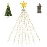 Salcar 3m LED Weihnachtsbaum-Lichterkette mit 10 Girlanden, Sternspitze & 360 LEDs – 8 Modi, Warmweiß, Sicher & Energiesparend Salcar