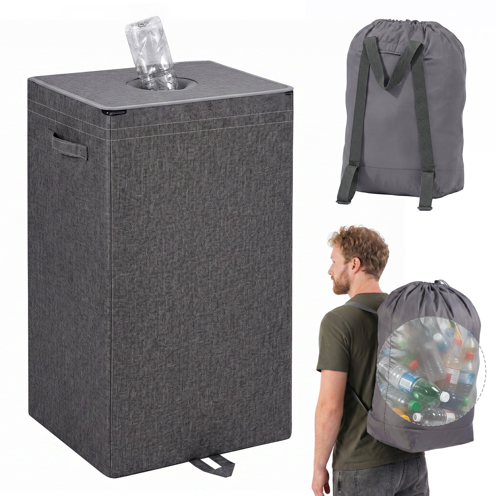 Sekey Pfandflaschen Sammelbehälter 100L mit Rucksack-Innenbeutel, Flas – sekeymall