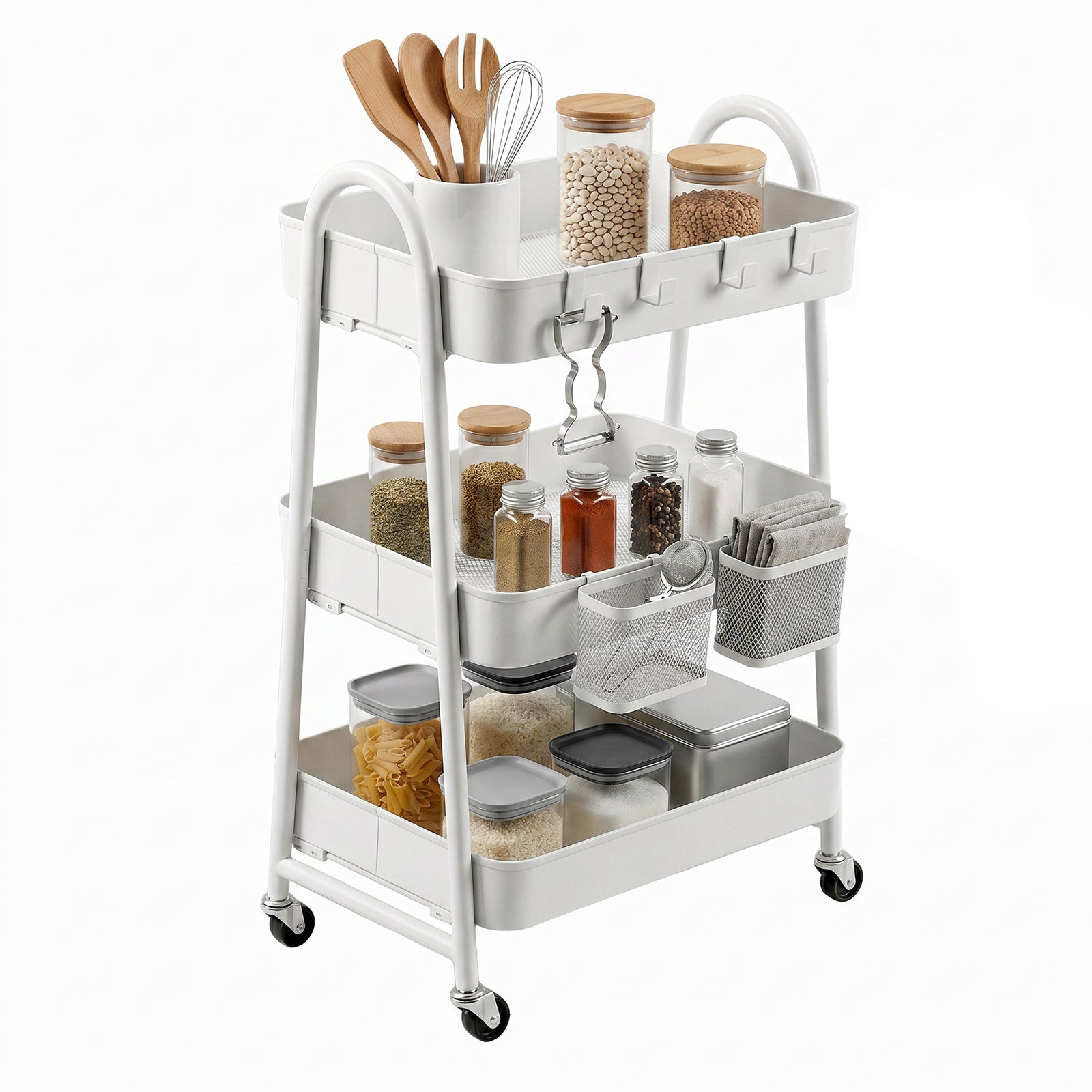 Sekey Rollwagen Küche 30 cm – Schmaler Servierwagen aus Metall mit Rol – sekeymall
