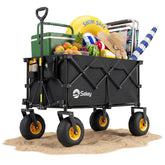 Sekey Bollerwagen faltbar mit Luftreifen 23×10 cm – Strand Bollerwagen klappbar bis 200 kg, 200L Transportwagen für Strand, Camping & Familie
