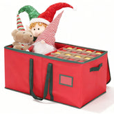 Salcar Rote Aufbewahrungsbox für 128 Weihnachtskugeln – Faltbare Christbaumkugel-Box 64,8×32,3×34,2 cm mit 128 Fächern, Tragegriffen & Doppelreißverschluss
