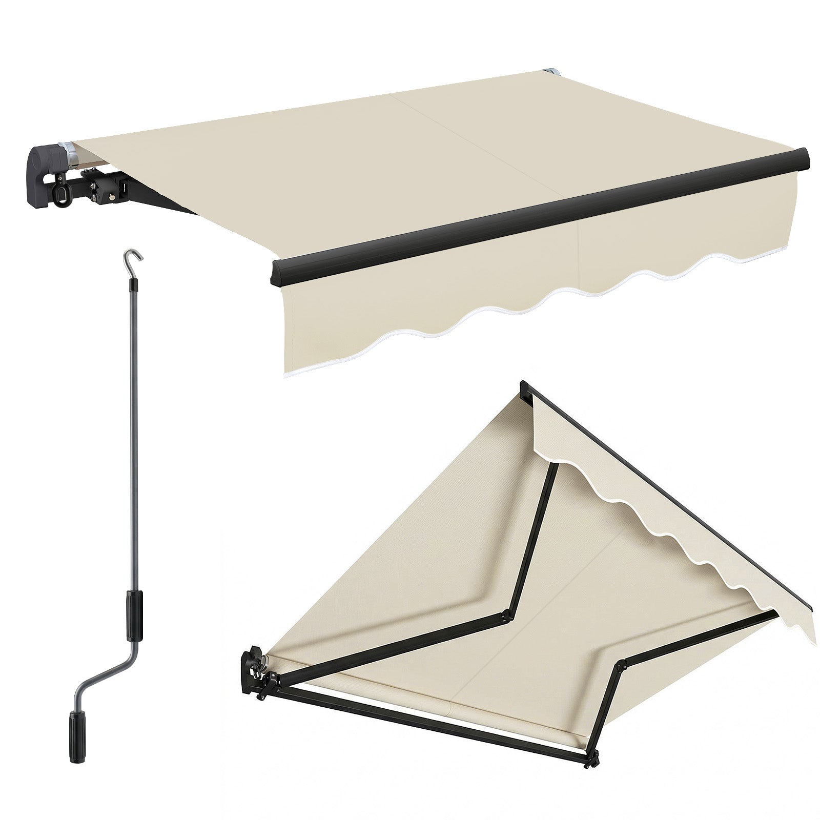 Sekey Gelenkarmmarkise 300x250 cm Beige mit Handkurbel – 0–53° stufenl – sekeymall