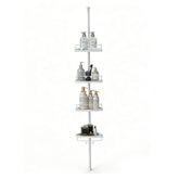 Sekey Duschregal Ohne Bohren Weiß – Höhenverstellbares Eck-Duschregal 79–315 cm mit 4 Kunststoff-Körben, Stabiles Teleskop-Dusch-Organizer für Badezimmer