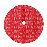 Salcar Beidseitig bestickte Weihnachtsbaumdecke in Rot und Weiß – Doppelseitiger Christbaumrock mit Rentier- & Schneeflockenmotiv