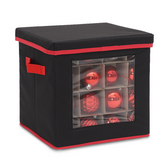 Salcar Aufbewahrungsbox Schwarz für 64 Weihnachtskugeln – Faltbare Weihnachtsdeko-Box 30,5 cm mit Fächern & flexiblen Trennwänden