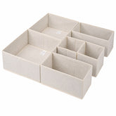 Sekey Aufbewahrungsboxen Set 6er Set aus Vliesstoff – Faltbare Stoffboxen Organizer für Schubladen & Regale, Beige, Größenmix S für Kleidung, Unterwäsche & Accessoires