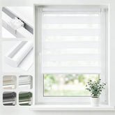 Salcar Doppelrollo Klemmfix Weiß – Duo Rollo ohne Bohren für Fenster, Zebra Rollo mit Metallkern-Halterungen, Stufenloser Sicht- und Sonnenschutz