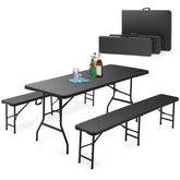 Sekey 3-tlg. Bierzeltgarnitur 180 cm – Klappbares Gartenmöbel-Set mit Tisch & 2 Bänken, Wetterfest & Tragbar für Garten, Balkon & Camping Sekey