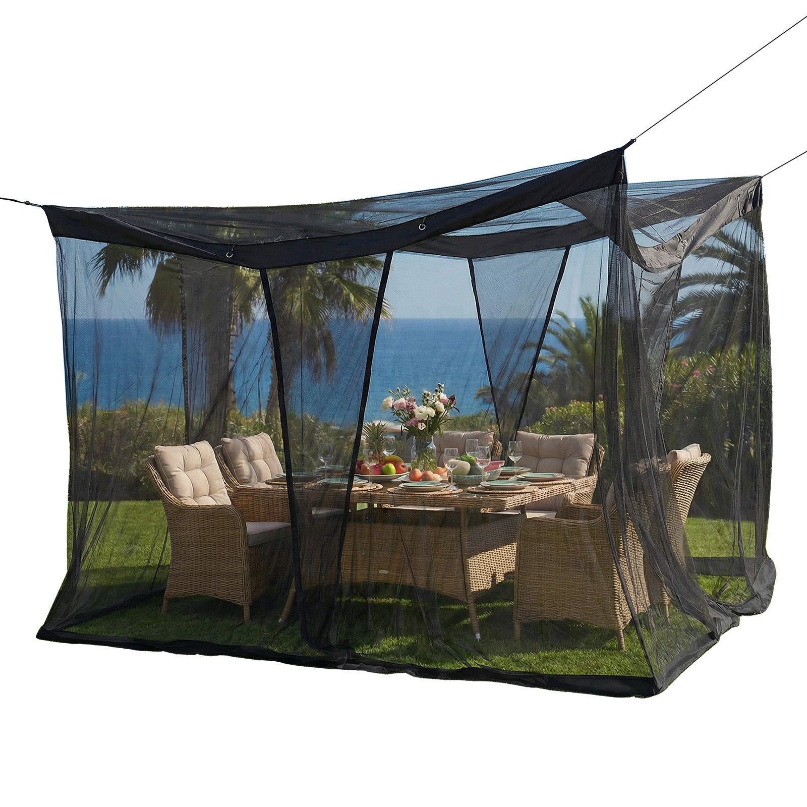 Sekey Moskitonetz Pavillon Schwarz 3,5×2,5×2,5 m – Großes Fliegennetz