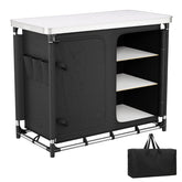 Sekey Campingschrank faltbar mit Tischplatte, Campingküche Outdoor 79 x 48 x 96 cm, Campingküche mit 6 Fächern, Aluminiumgestell, MDF-Arbeitsplatte, für Camping, Wohnmobil & Garten