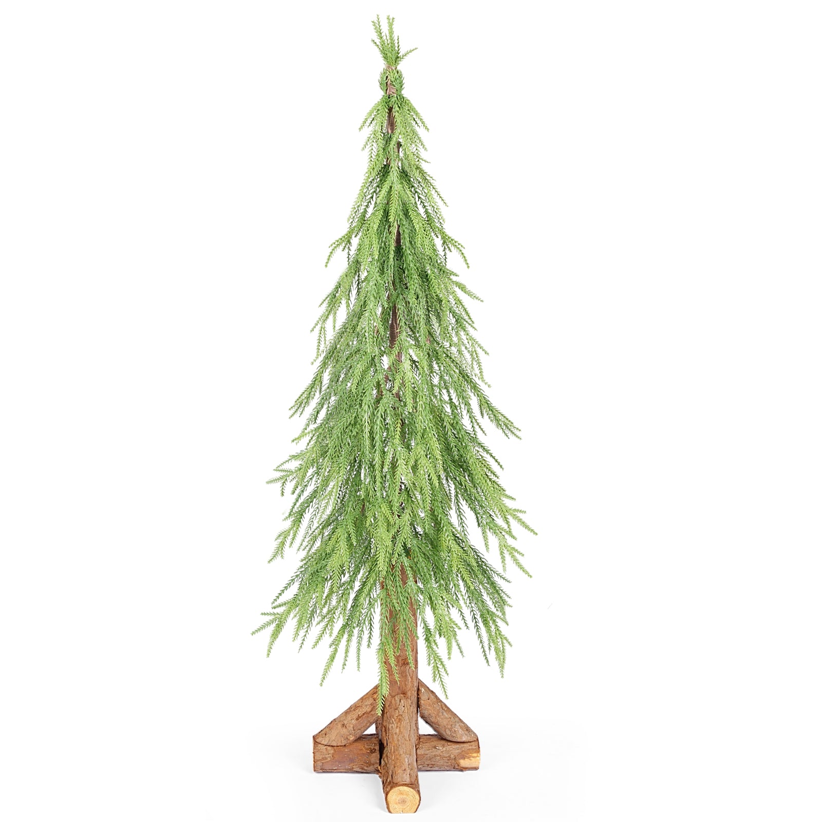Salcar Künstlicher Weihnachtsbaum mit echtem Holzstamm – 100 % PE, – sekeymall