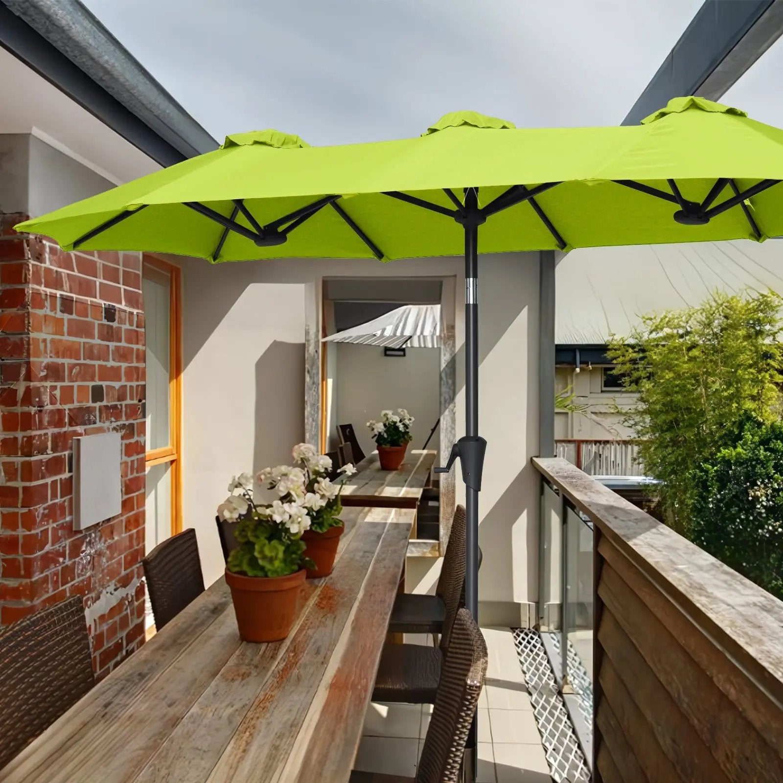 Sekey 300 x 160 cm Doppelsonnenschirm mit Kurbel, UV50+ Sekey