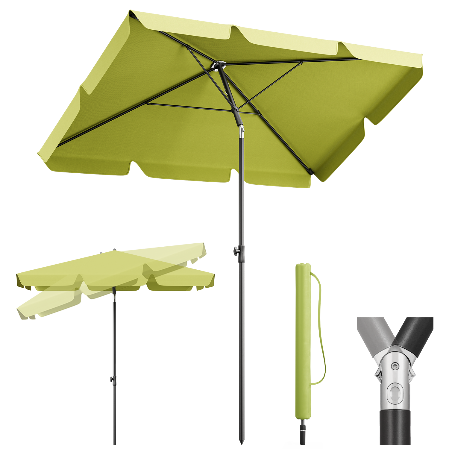 sonnensegel schirm Sekey Rechteckiger Sonnenschirm 200x125 cm Höhenverstellbar & Flexibel UV50+ – sekeymall