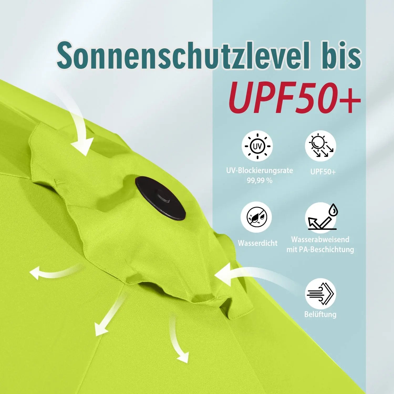 Sekey 300 x 160 cm Doppelsonnenschirm mit Kurbel, UV50+ Sekey