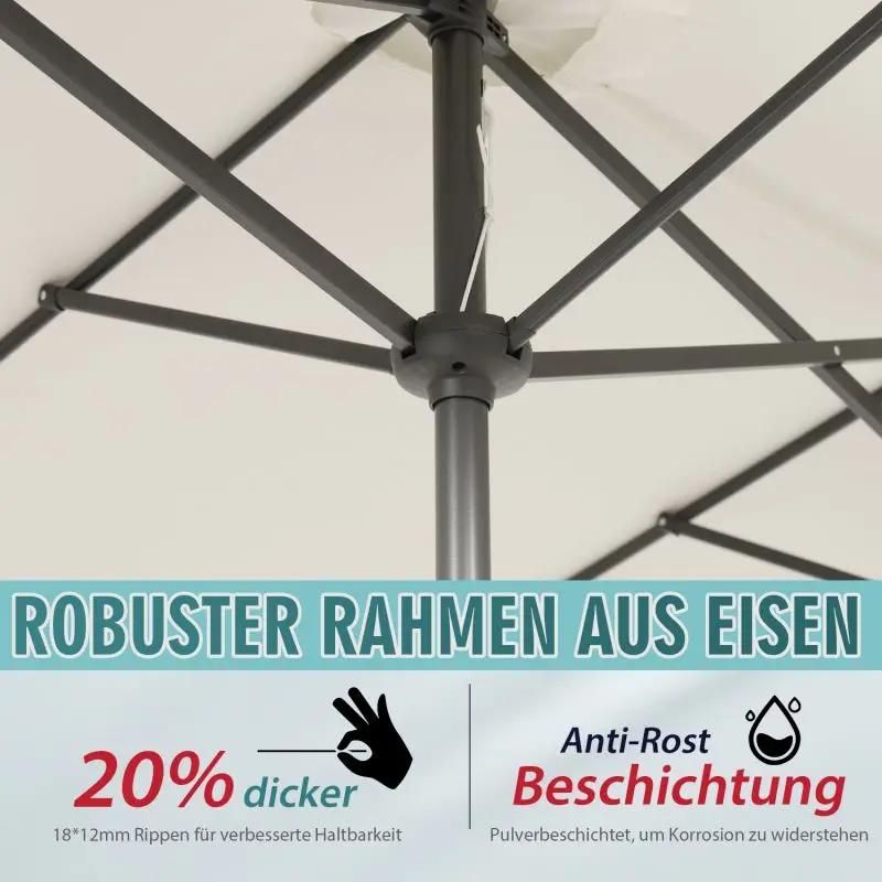 Sekey 300 x 160 cm Doppelsonnenschirm mit Kurbel, UV50+ Sekey