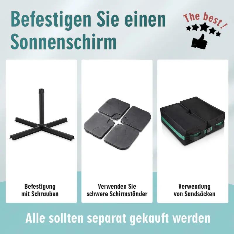 Sekey 300 x 160 cm Doppelsonnenschirm mit Kurbel, UV50+ Sekey