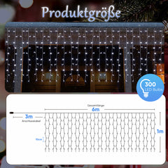 SALCAR LED Eisregen Fenster Lichtervorhang – Kaltweiß, 8 Modi, Timer & Memory, IP44 Wasserdicht – Für Innen & Außen, Weihnachtsbeleuchtung für Fenster, Balkon & Wand (2m/3m/6m)
