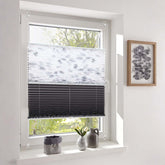 Sekey Plissee Day Night, ohne Bohren, verdunkelnd, lichtdurchlässig, verspannt, mit stilvollem Blätterdruck Sekey