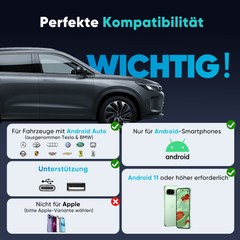 SALCAR Kabelloser Android Auto Adapter – 2025 Upgrade, Wireless USB Dongle mit Dualband WiFi für stabile & unterbrechungsfreie Verbindung, kompatibel mit Android 11+