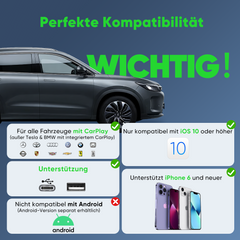 SALCAR Wireless CarPlay Adapter für iPhone – Dualband 5,8 GHz, Verzögerungsfrei, Plug & Play Dongle für kabelloses CarPlay, kompatibel mit iPhone 6 & iOS 10+
