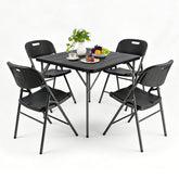 Sekey 5-tlg. Gartengarnitur für 4 Personen, Klappbarer Gartentisch mit 4 Klappstühlen, Wetterfeste Gartenmöbel, Platzsparendes Balkonmöbel-Set für Terrasse, Balkon & Garten, Schwarz