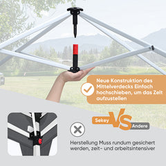 Sekey 300 x 300 cm folding gazebo with ventilated roof